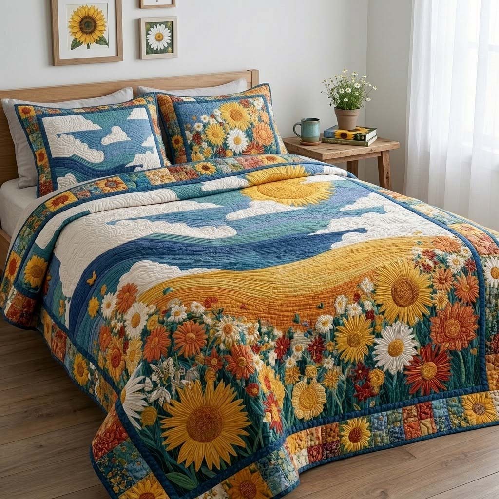 Sunflower Azure Day Quilted Blanket - Baby (30" x 40") - Pack 1