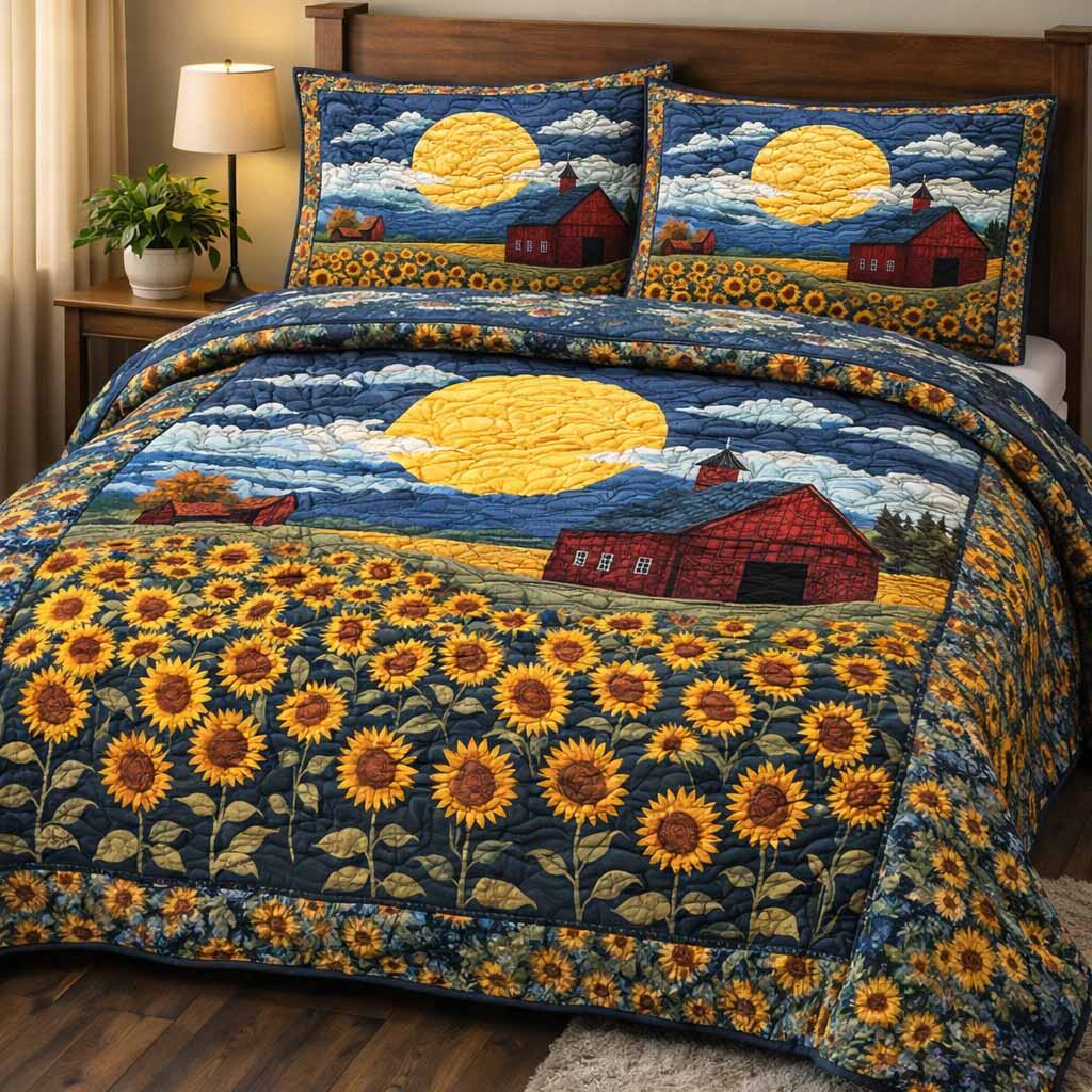 Sunflower Barn 3-Piece Quilted Bedding Set - Single (59" x 70")