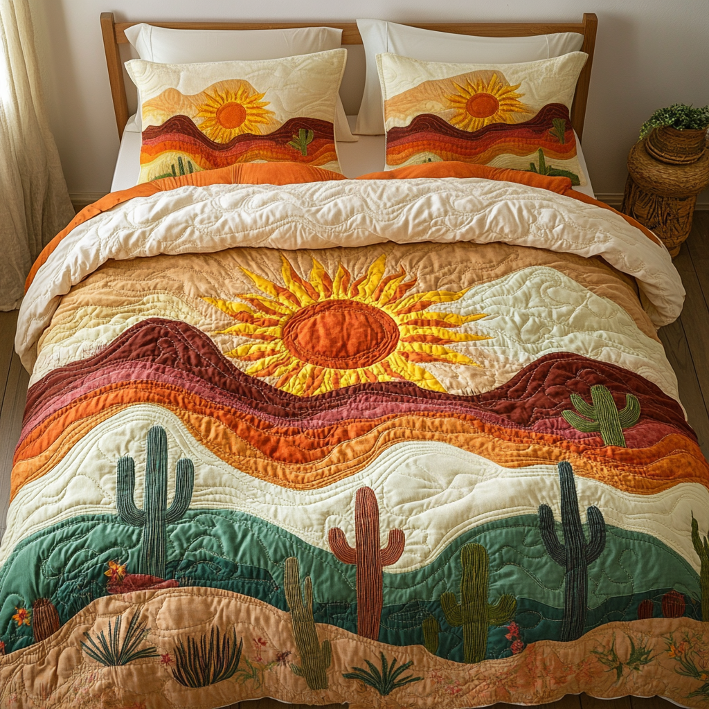 Sunflower Bliss 3-Piece Quilted Bedding Set - Single (59" x 70")