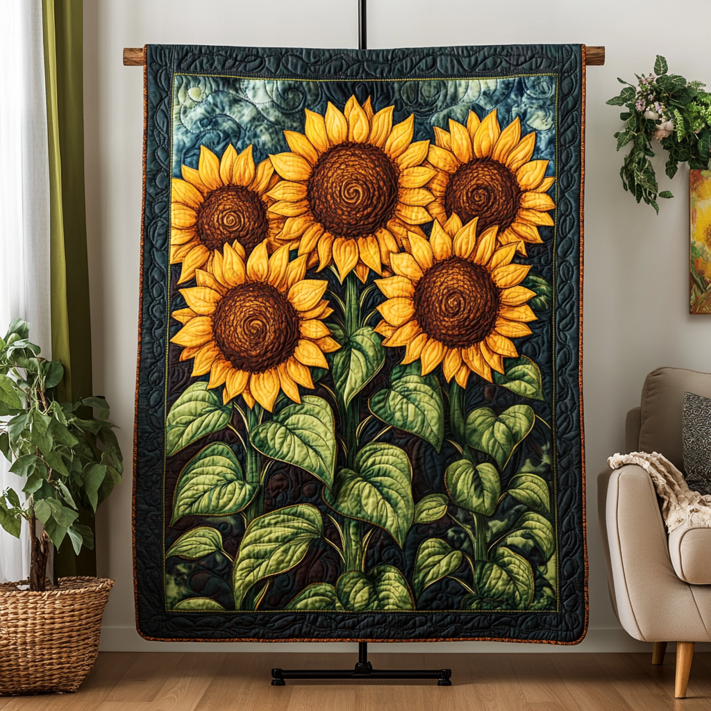 Sunflower Charm Quilted Blanket - Throw (55" x 60")