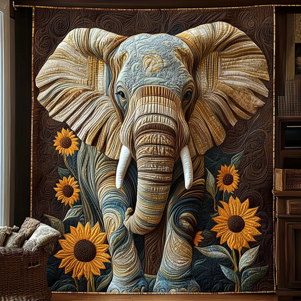 Throw (55'' x 60'') /Sunflower Elephant Quilted Blanket