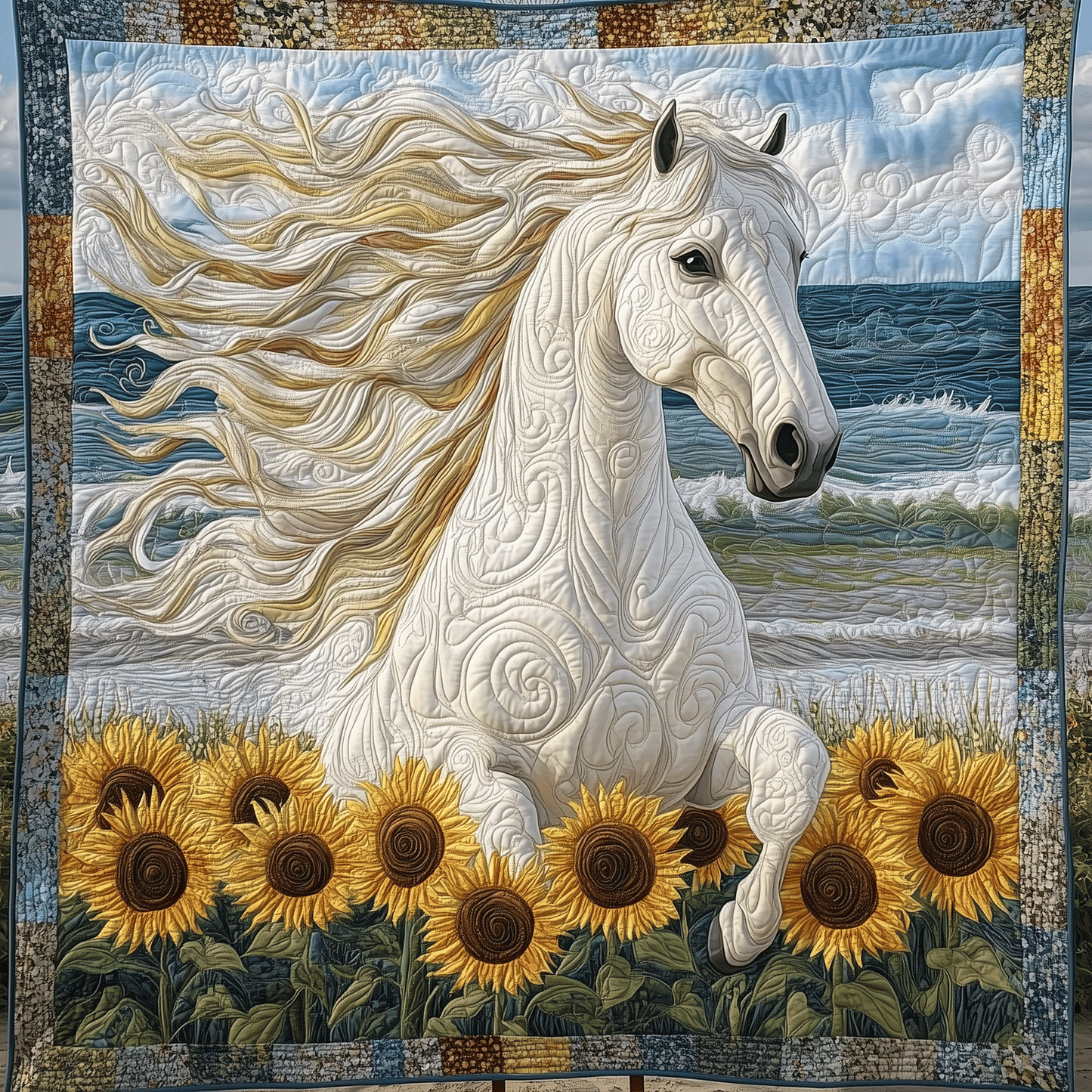 Sunflower Gallop Art Quilt Hanging - Baby (30" x 40")