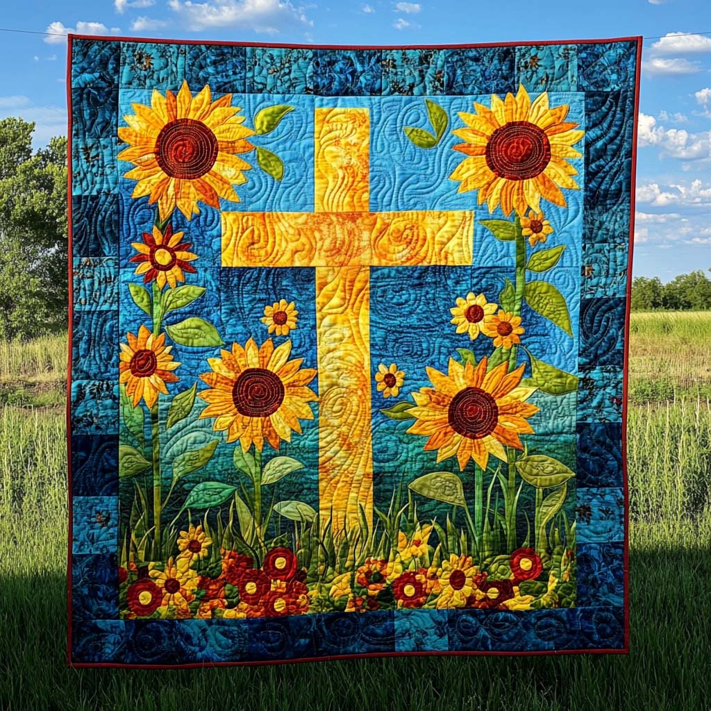 Sunflower Harmony Quilted Blanket - Throw (55" x 60")