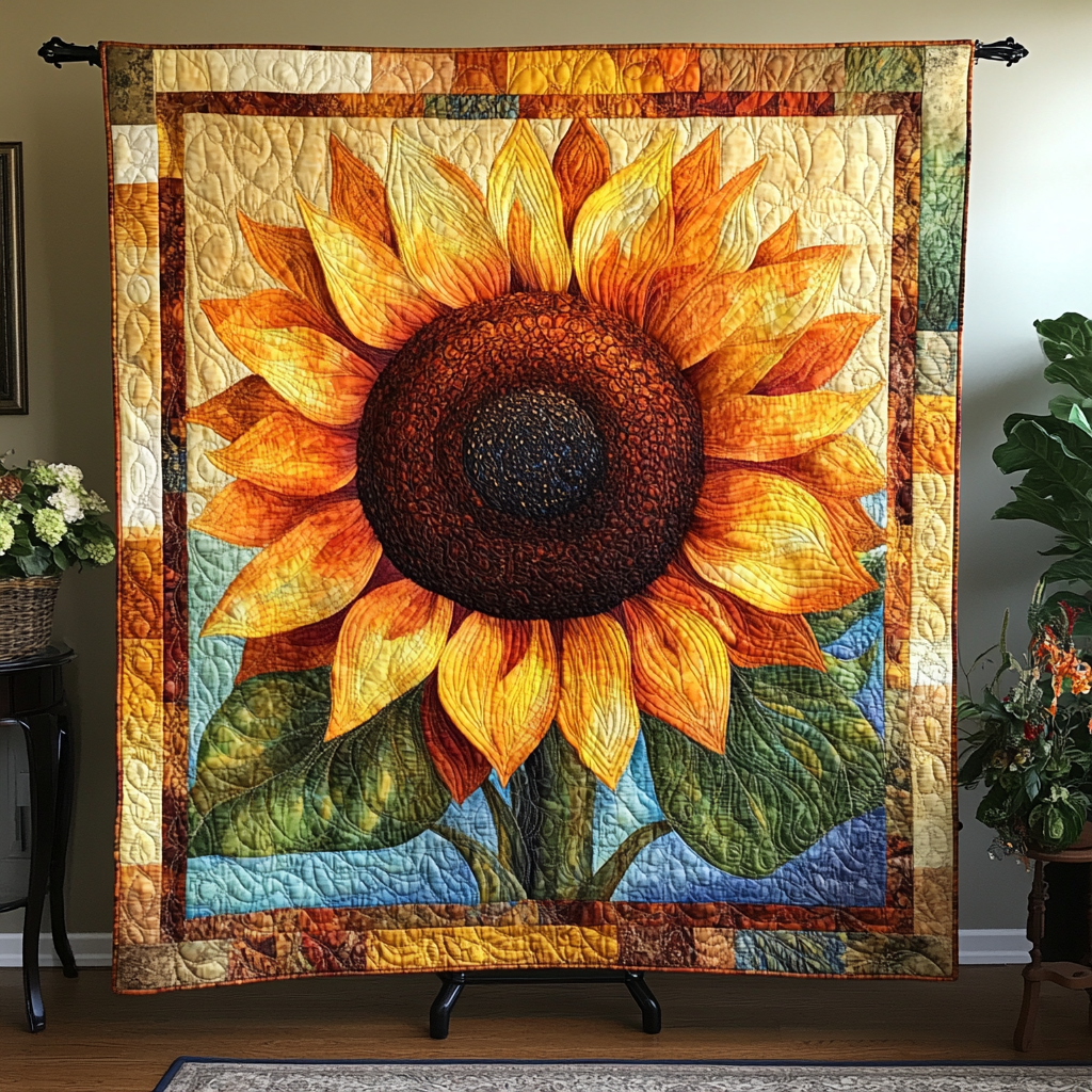 Sunflower Joy Quilted Blanket - Throw (55" x 60")