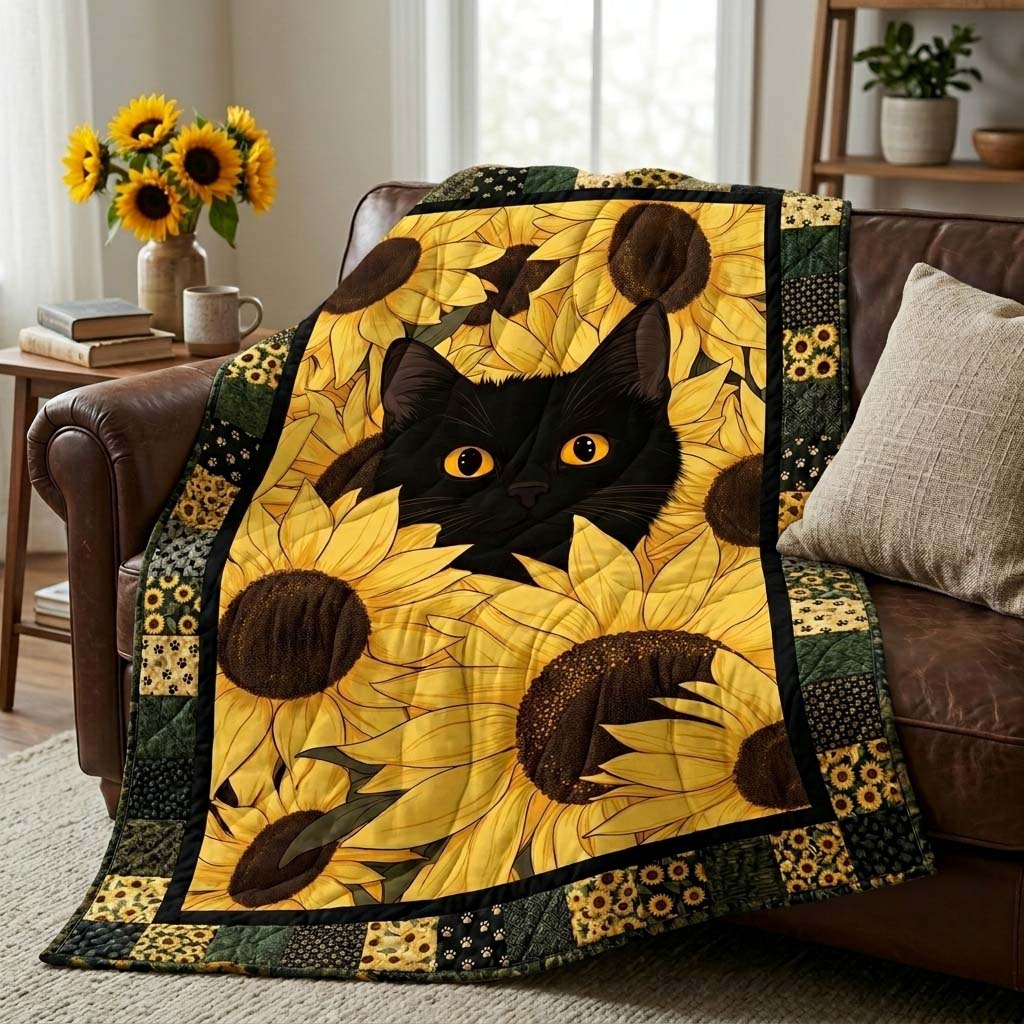 Sunflower Kitten Quilted Blanket - Baby (30" x 40") - Pack 1