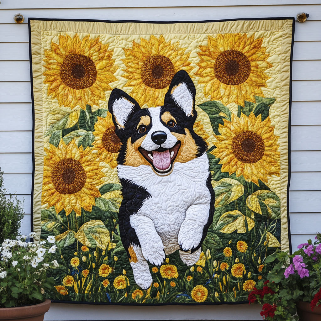 Sunflower Pup Quilted Blanket - Baby (30" x 40")