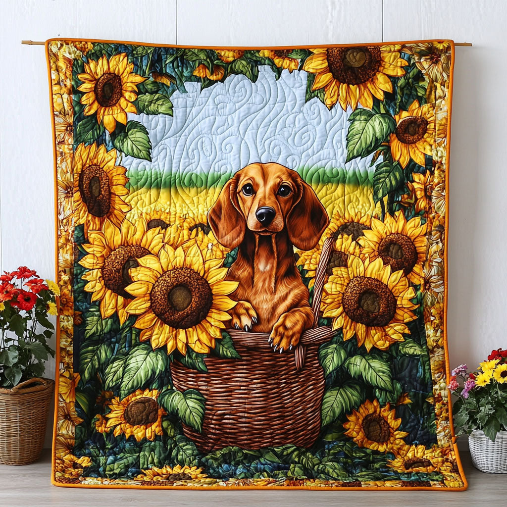 Sunflower Pup Quilted Blanket - Baby (30" x 40")