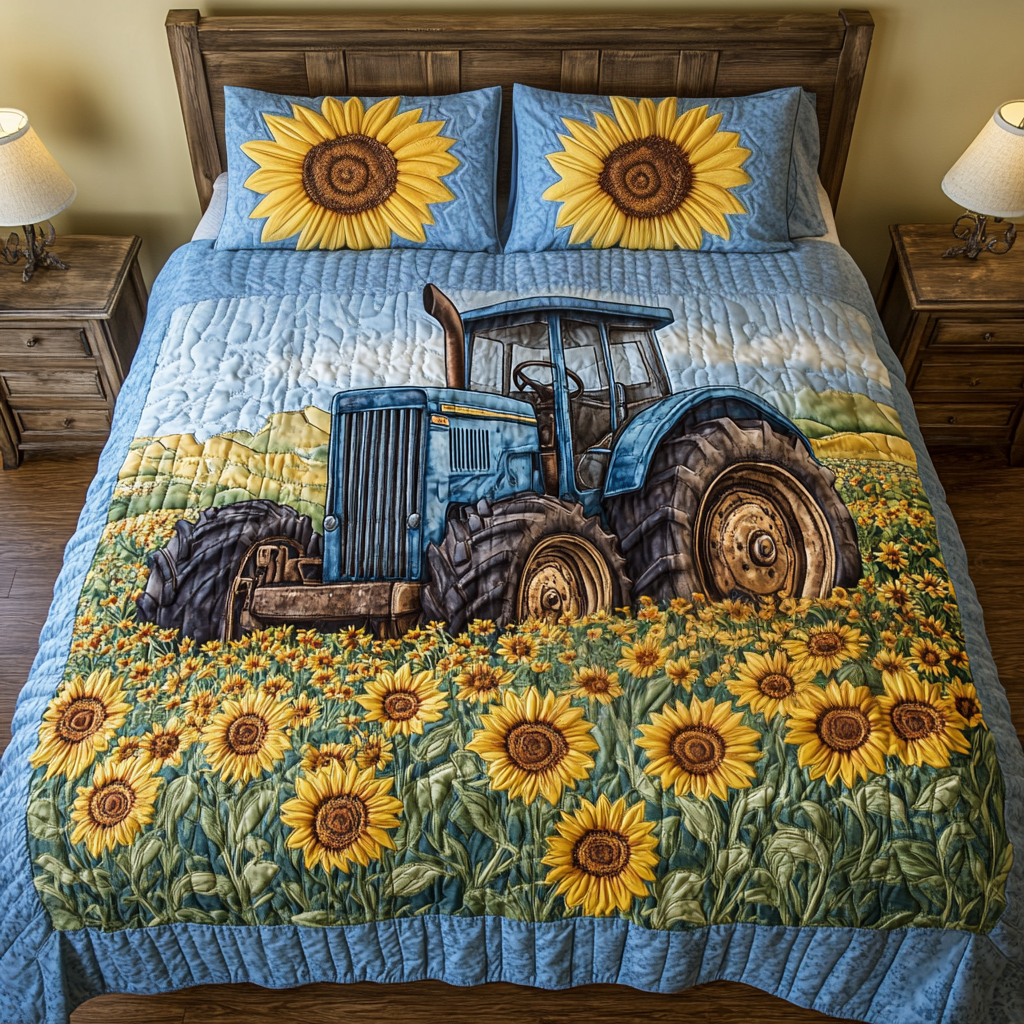 Sunflower Ride 3-Piece Quilted Bedding Set - Single (59" x 70")