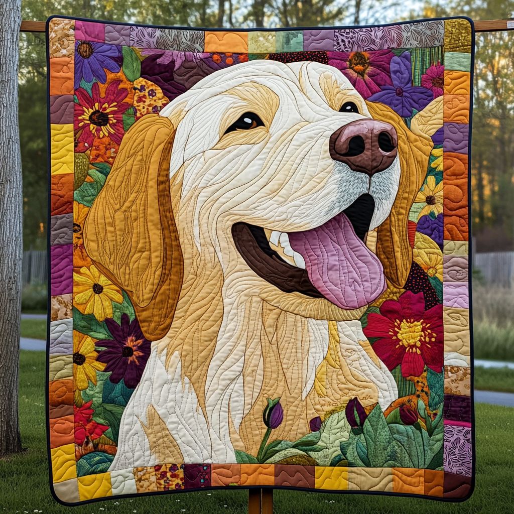 Sunflower Smile Golden Quilted Blanket - Throw (55" x 60")