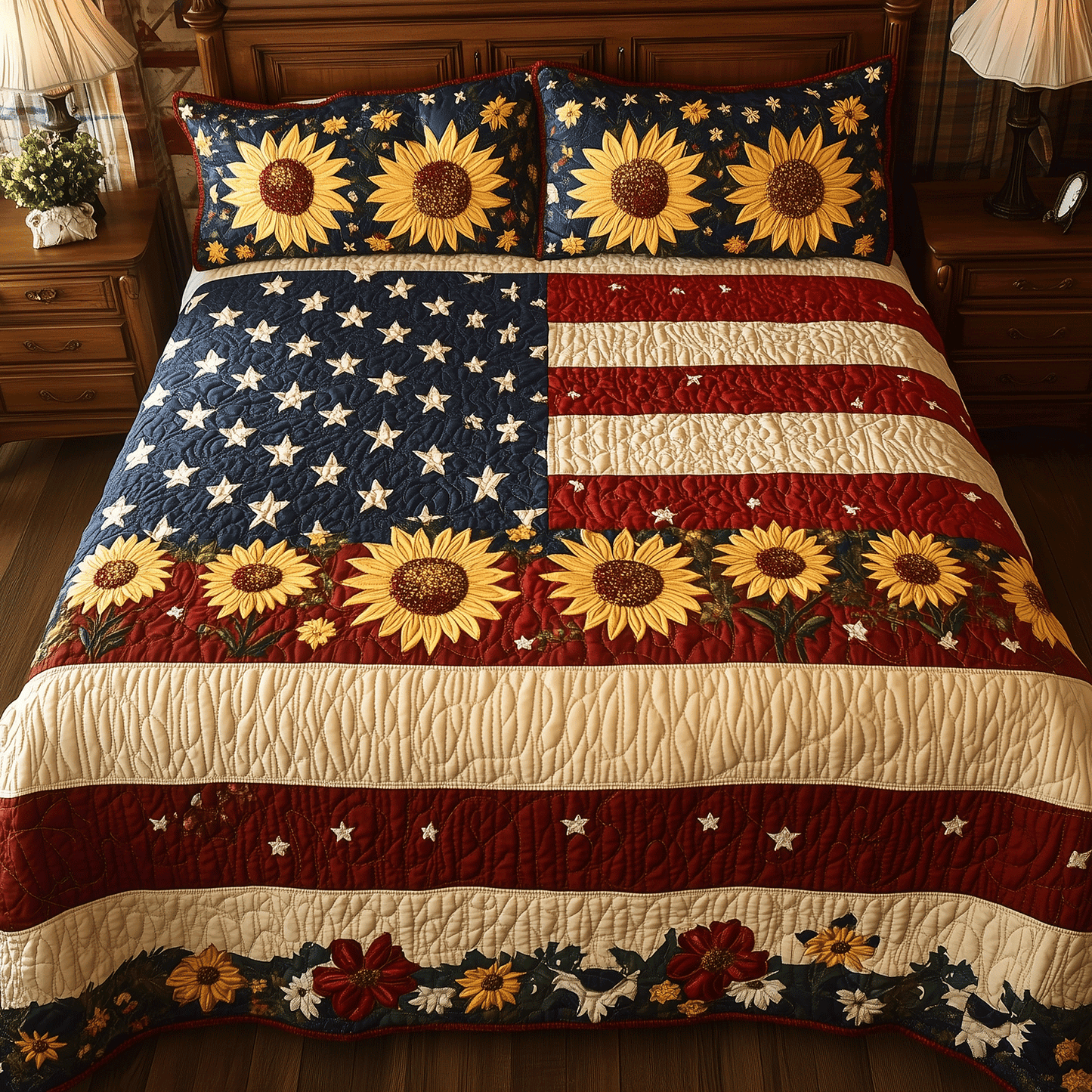 Sunflower Spirit 3-Piece Quilted Bedding Set - Single (59" x 70")