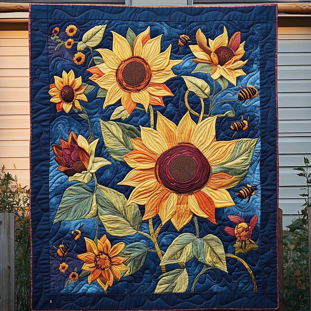 Sunflower Symphony Art Quilt Hanging - Baby (30" x 40")