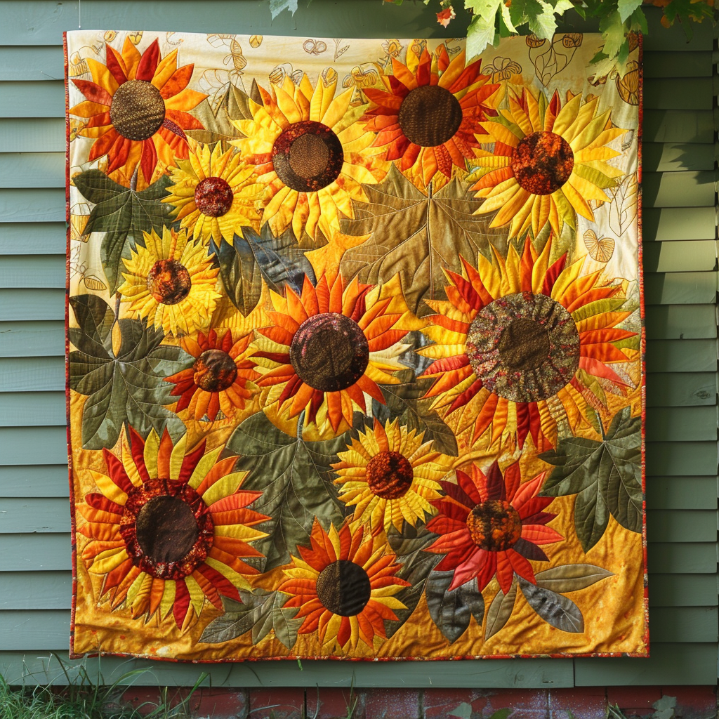 Sunflowers Garden Quilted Blanket - Throw (55" x 60")