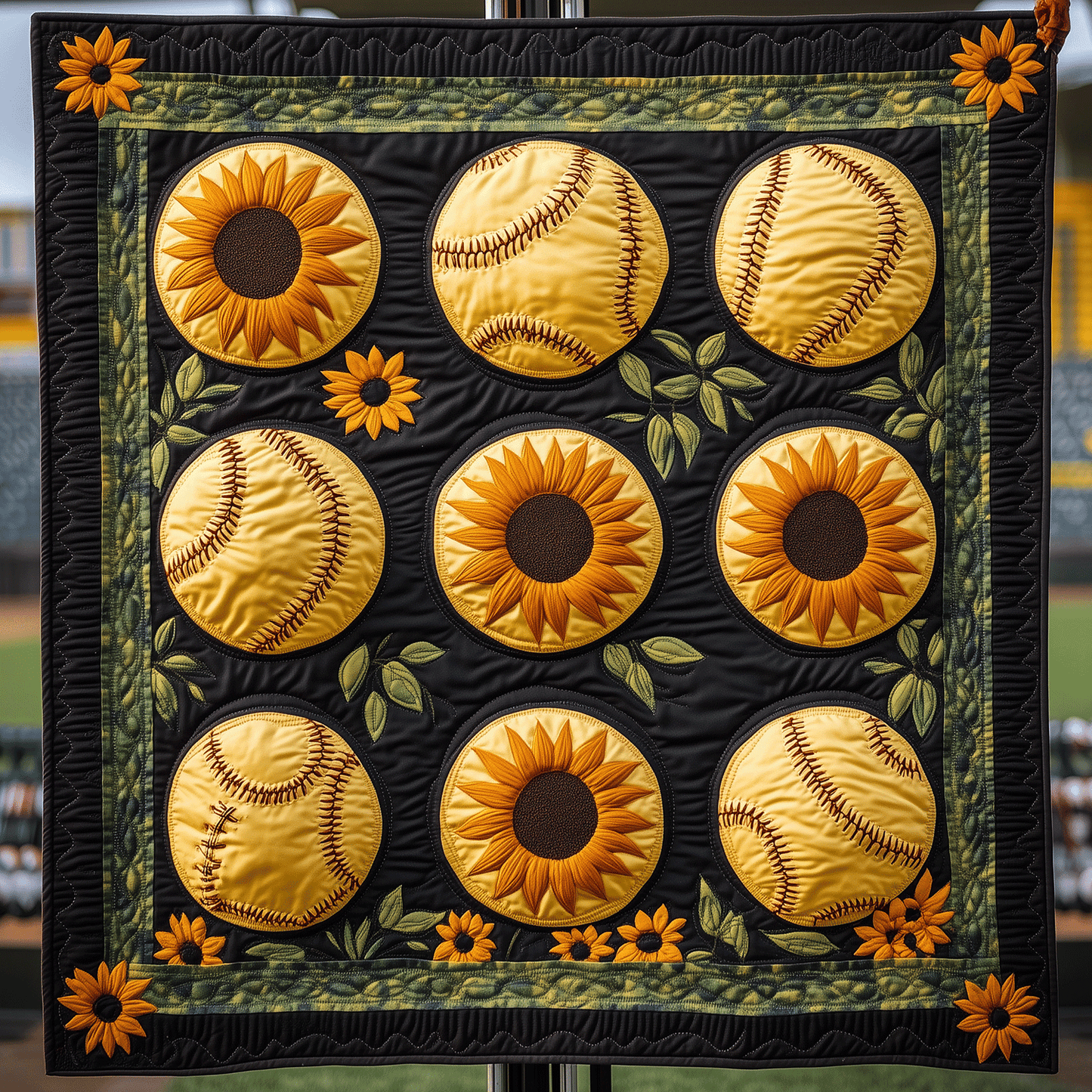 Sunflowers Game Quilted Blanket - Throw (55" x 60")