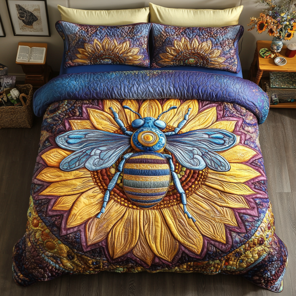 Sunlight Buzz 3-Piece Quilted Bedding Set - Single (59" x 70")
