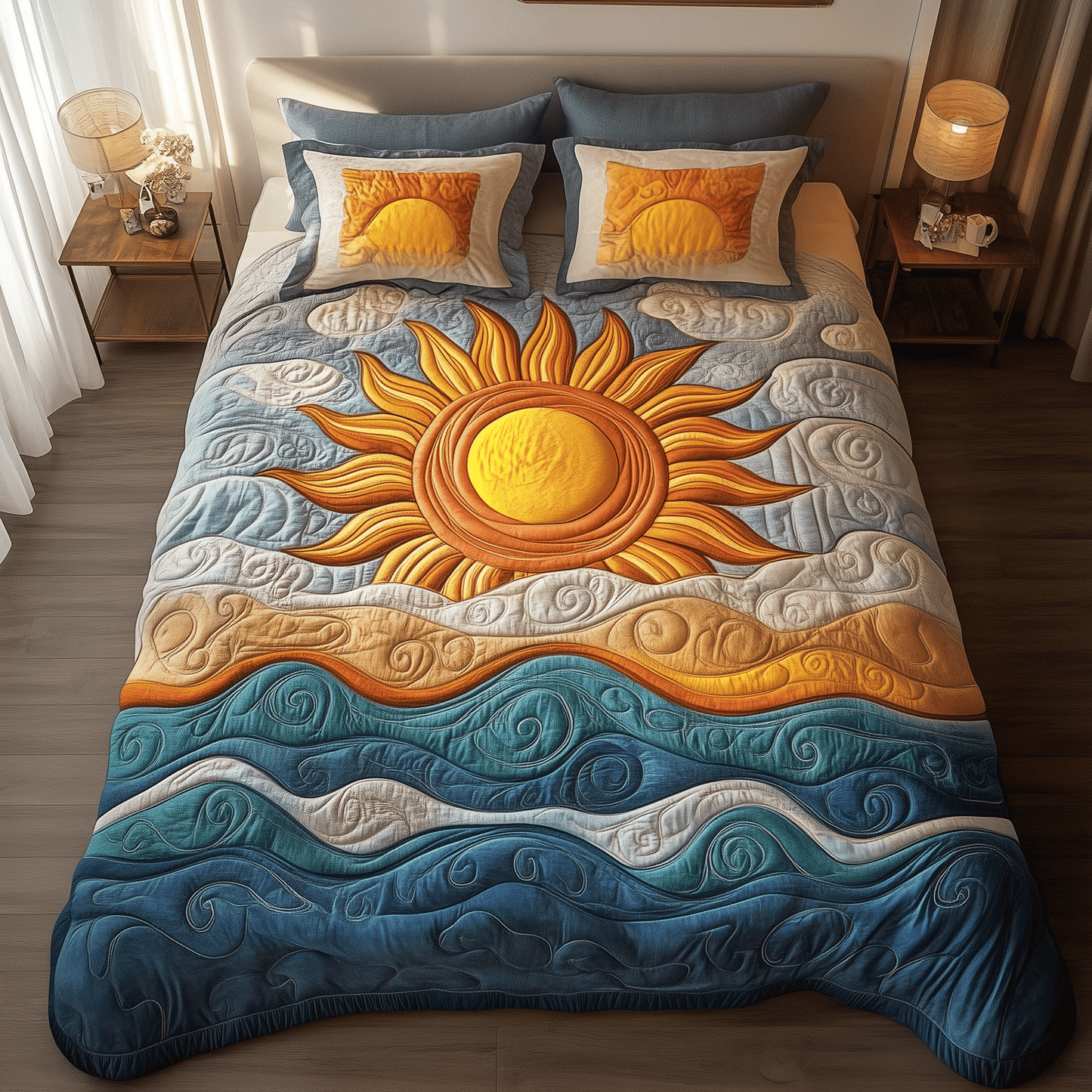 Sunlit Embrace 3-Piece Quilted Bedding Set - Single (59" x 70")