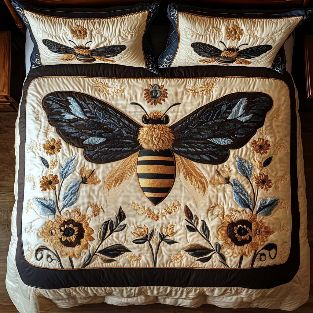 Sunlit Hive 3-Piece Quilted Bedding Set - Single (59" x 70")