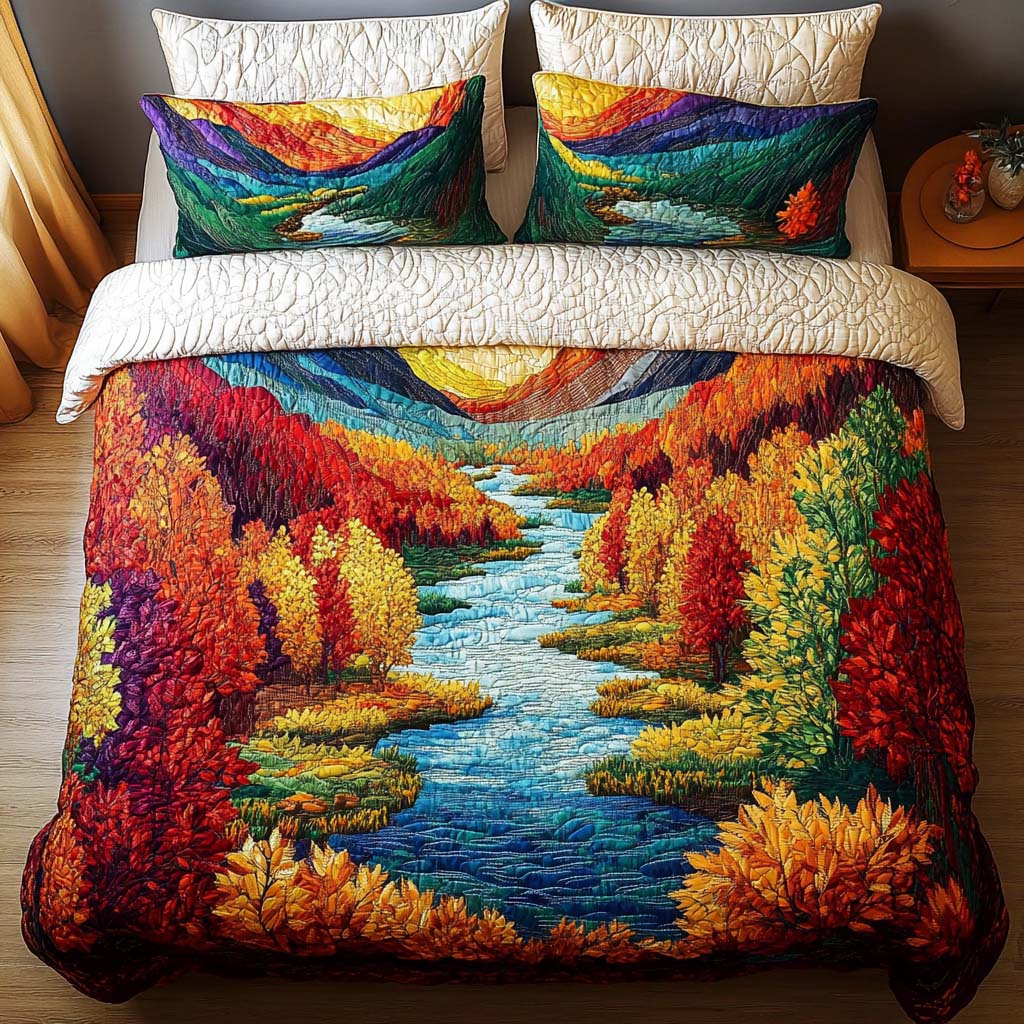 Sunlit Bloomscape 3-Piece Quited Bedding Set - Single (59" x 70")