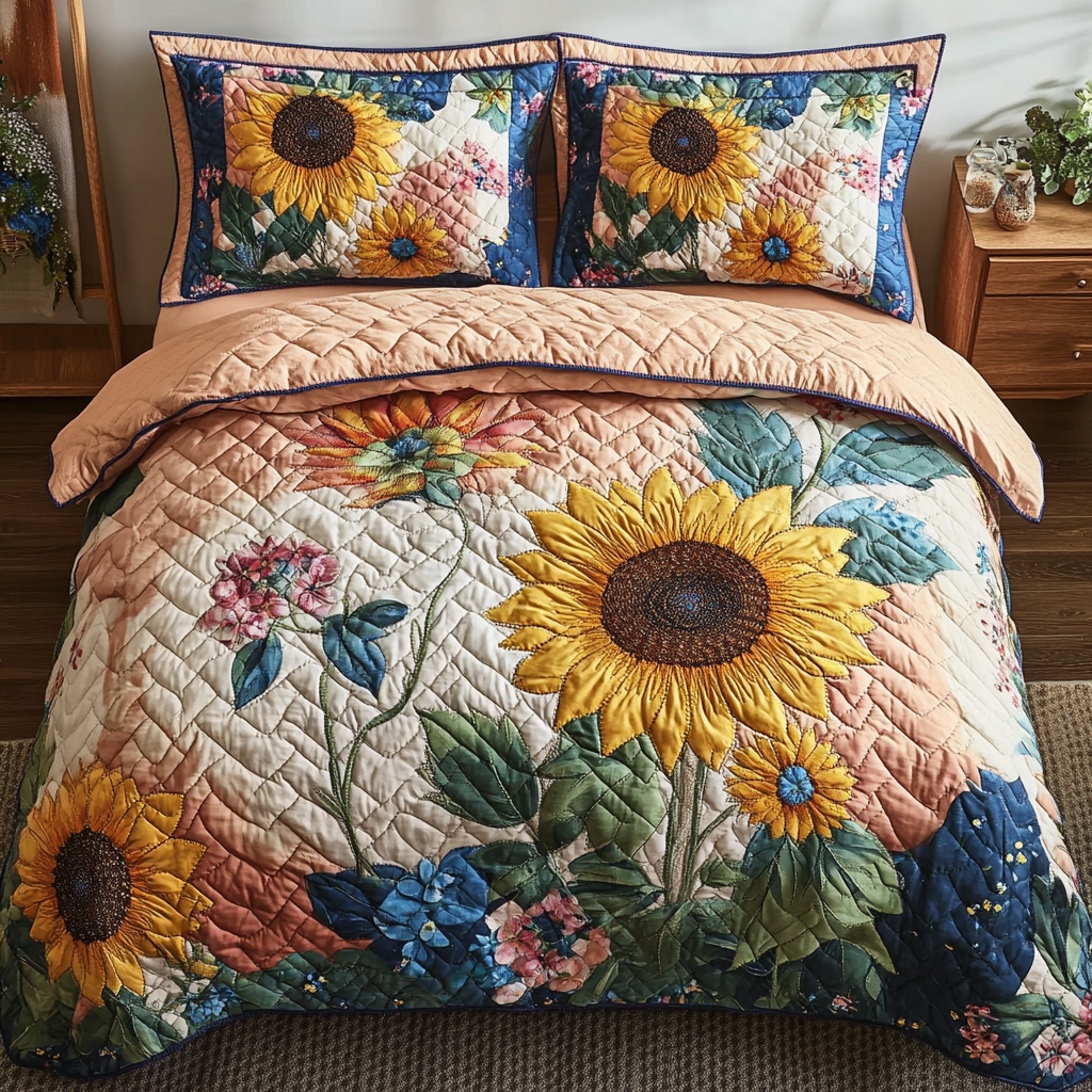 Sunlit Garden 3-Piece Quilted Bedding Set - Single (59" x 70")