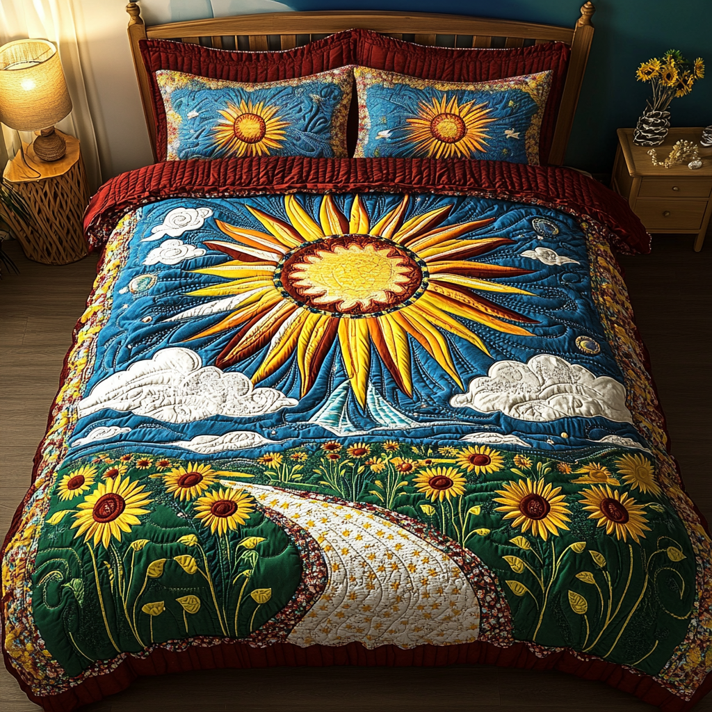 Sunlit Path 3-Piece Quilted Bedding Set - Single (59" x 70")
