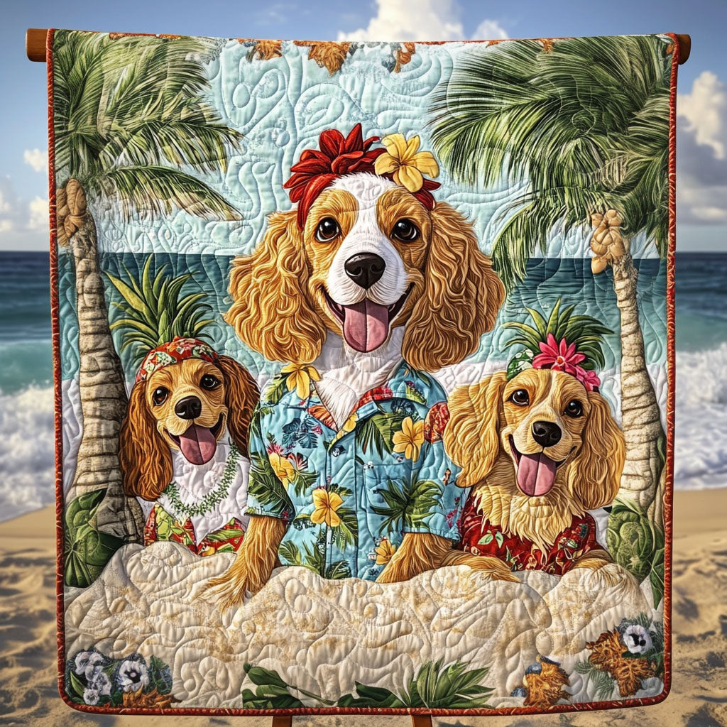 Sunlit Spaniel Afternoon Quilted Blanket - Throw (55" x 60")