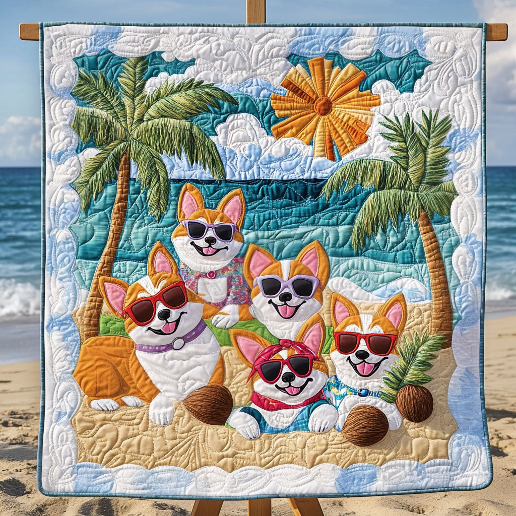 Sunny Paws Paradise Quilted Blanket - Throw (55" x 60")