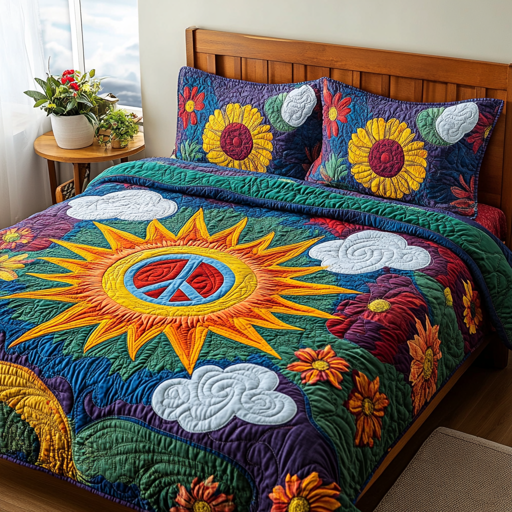 Sunny Peace 3-Piece Quilted Bedding Set - Single (59" x 70")