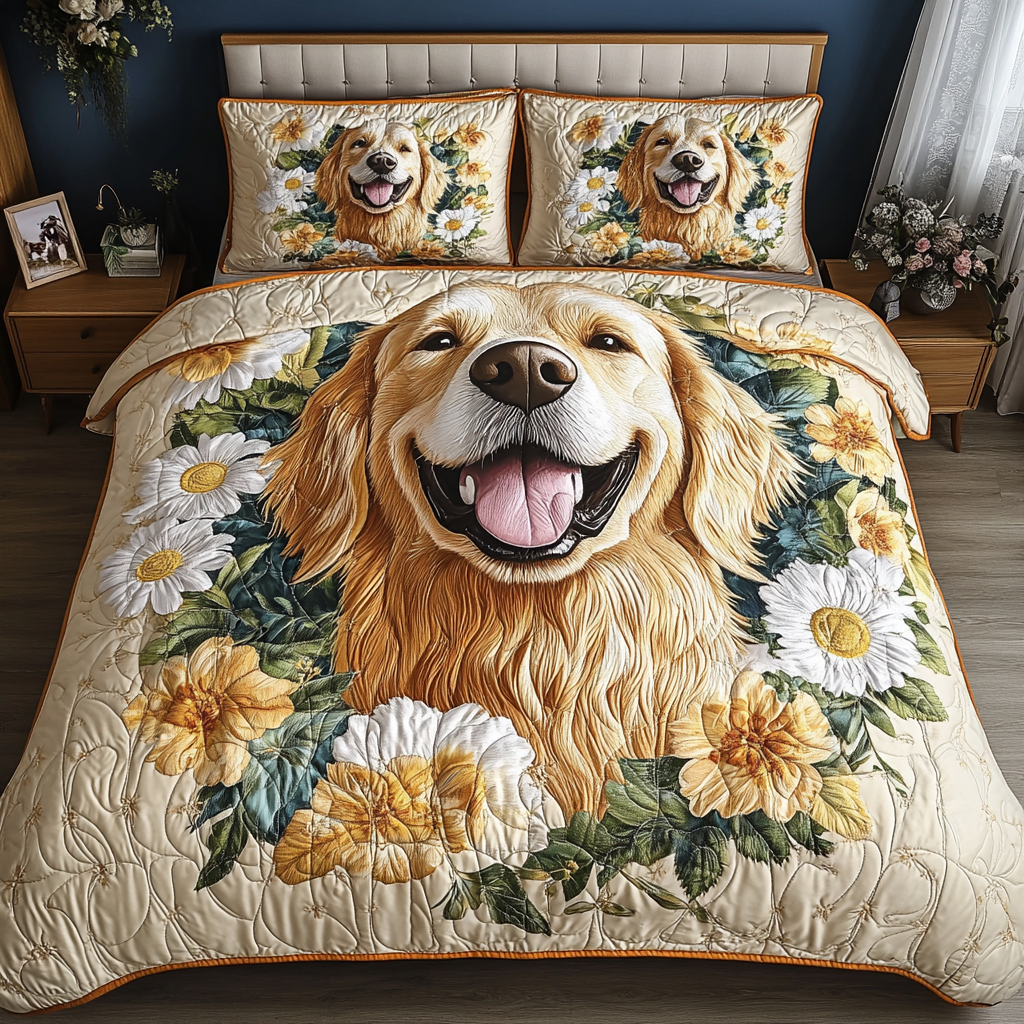 Sunny Pup 3-Piece Quilted Bedding Set - Single (59" x 70")