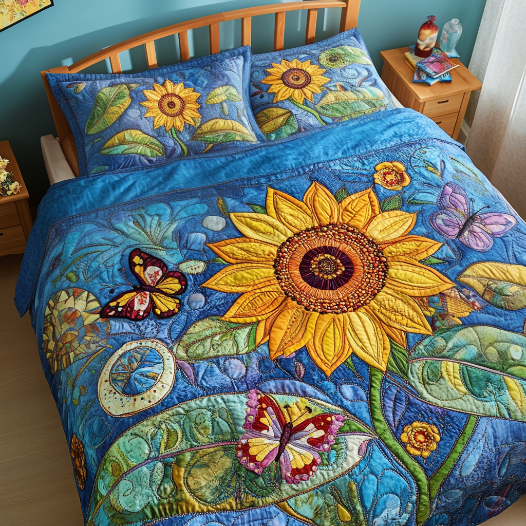 Sunny Serenade 3-Piece Quilted Bedding Set - Single (59" x 70")
