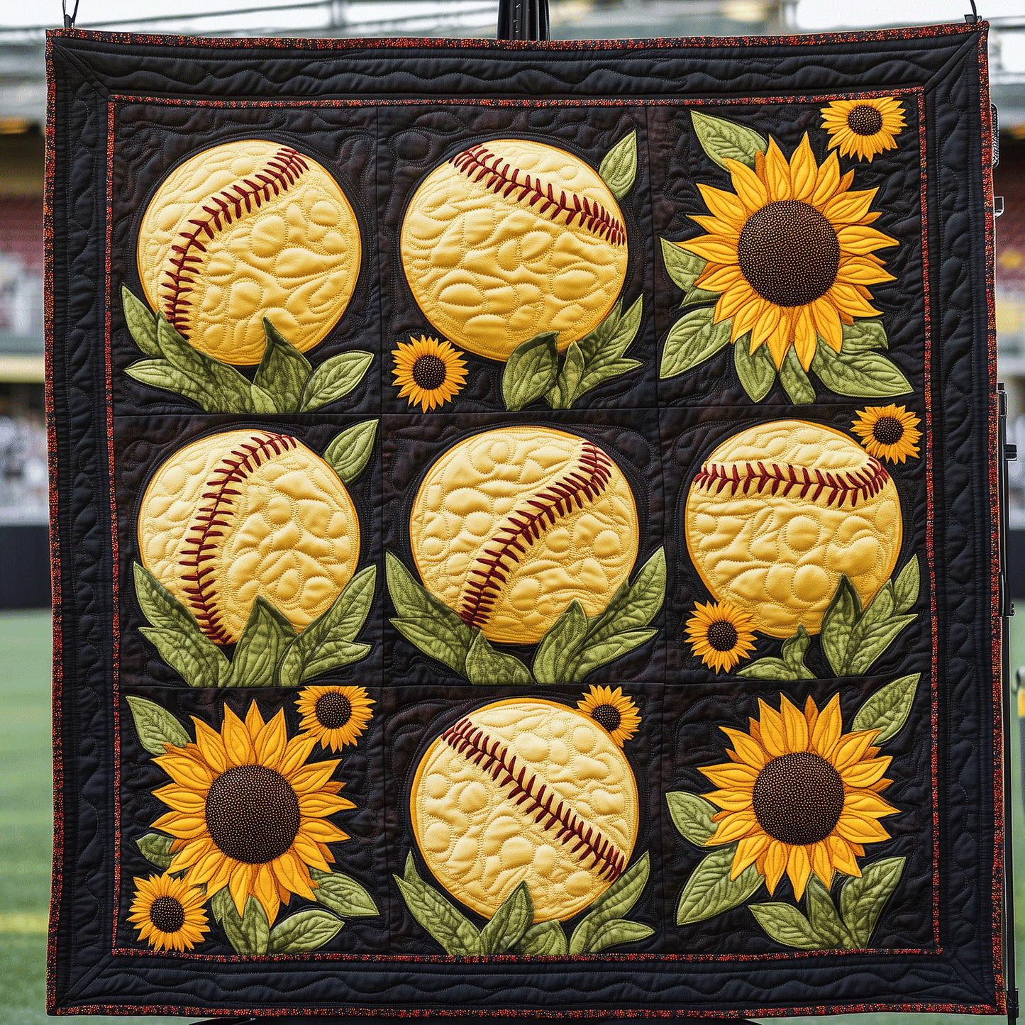 Sunny Softballs Quilted Blanket - Throw (55" x 60")