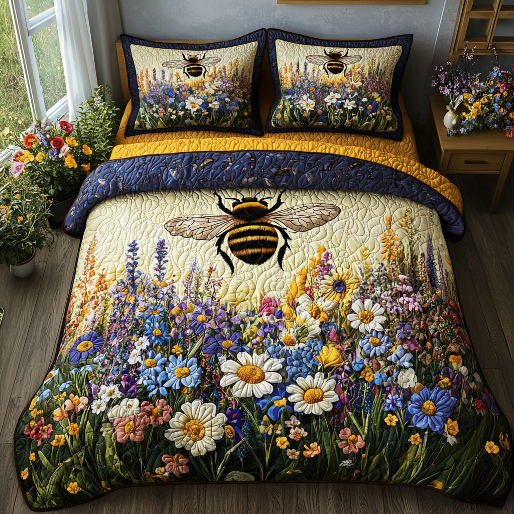 Sunray Bee 3-Piece Quilted Bedding Set - Single (59" x 70")