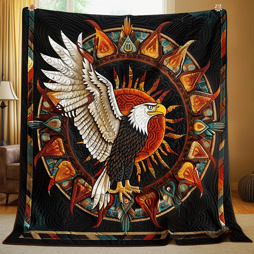 Sunrise Eagle Quilted Blanket - Throw (55" x 60")