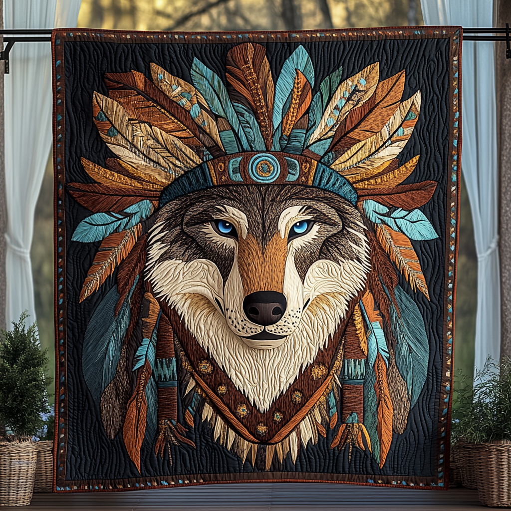 Sunrise Totem Quilted Blanket - Throw (55" x 60")