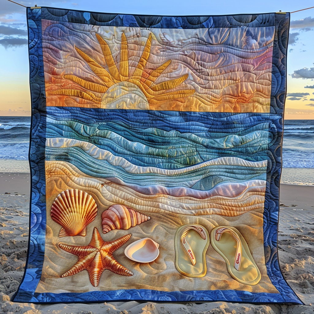 Sunset Beach Quilted Blanket - Throw (55" x 60")