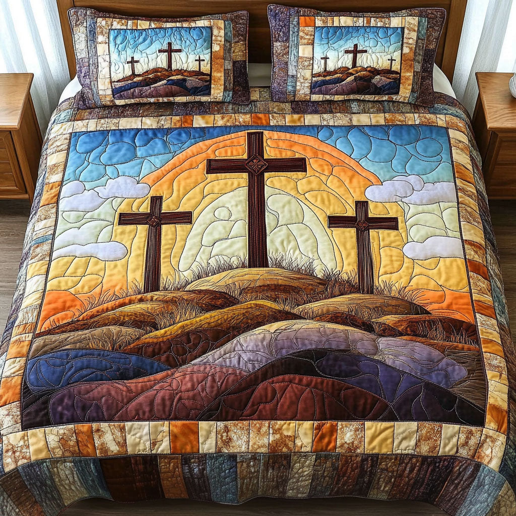 Sunset Cross 3-Piece Quilted Bedding Set - Single (59" x 70")