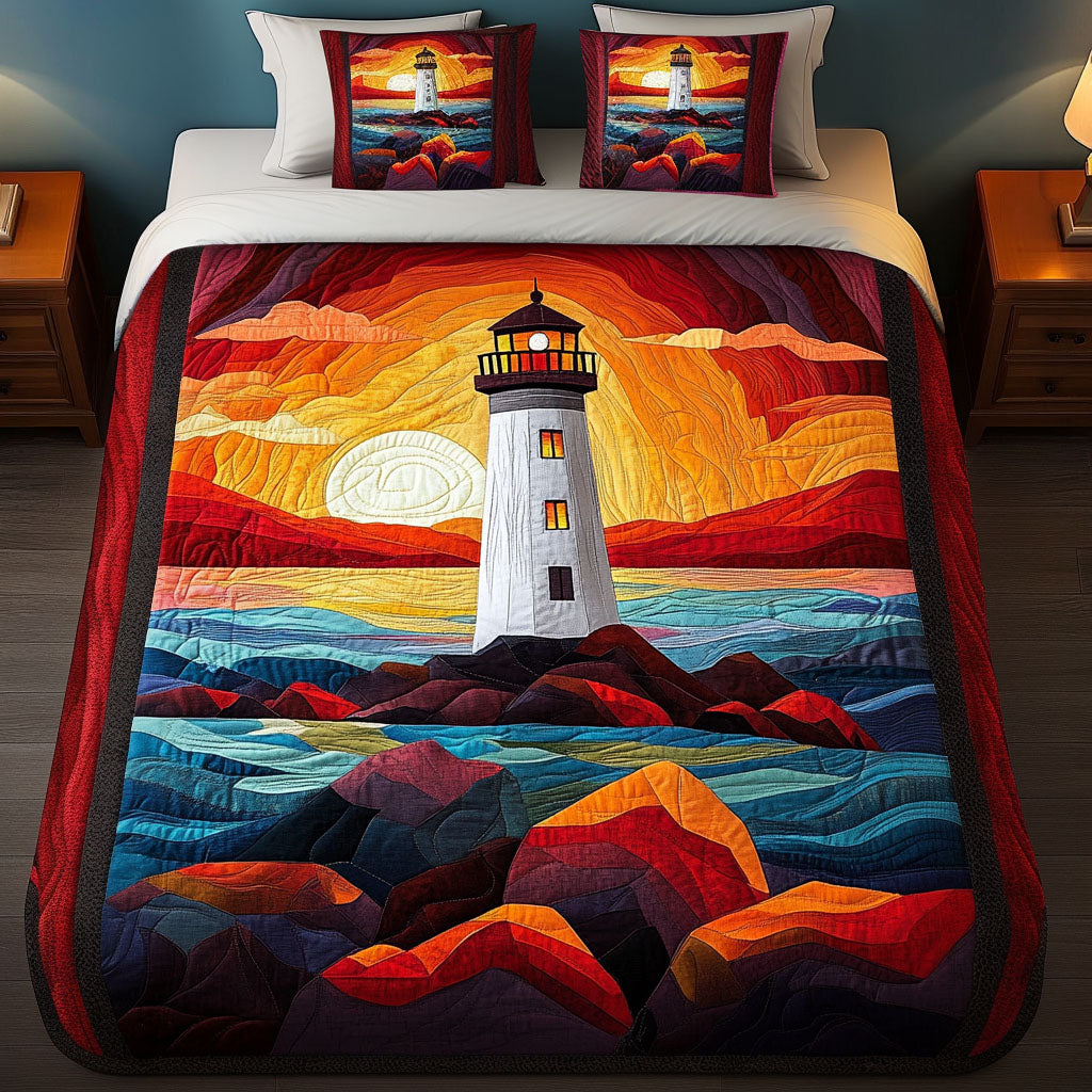 Sunset Glow 3-Piece Quilted Bedding Set - Single (59" x 70")