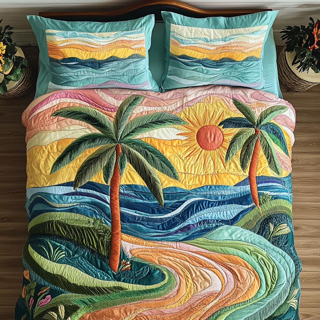 Sunset Breeze 3-Piece Quilted Bedding Set - Single (59" x 70")