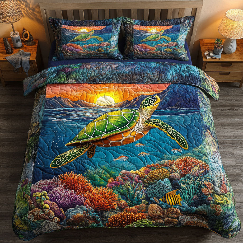 Sunset Escape 3-Piece Quilted Bedding Set - Single (59" x 70")