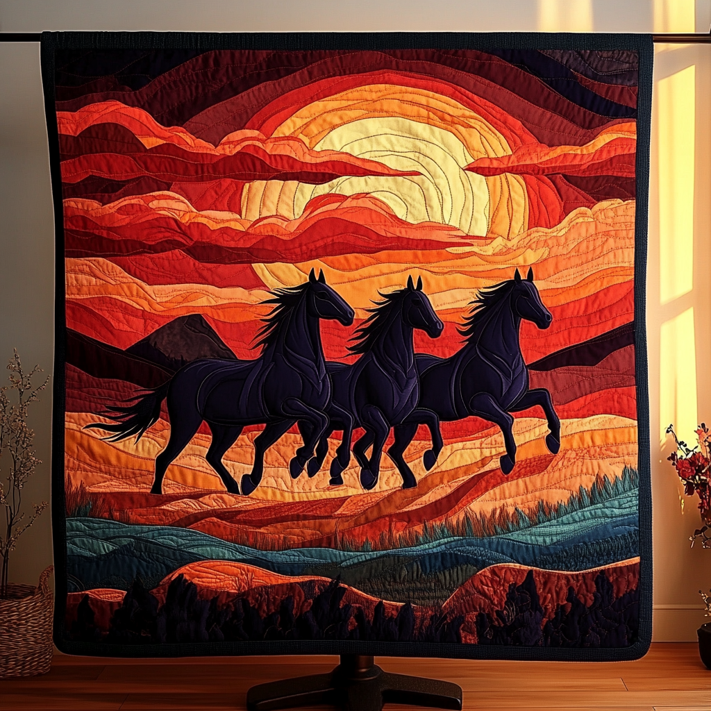 Sunset Gallop Quilted Blanket - Throw (55" x 60")