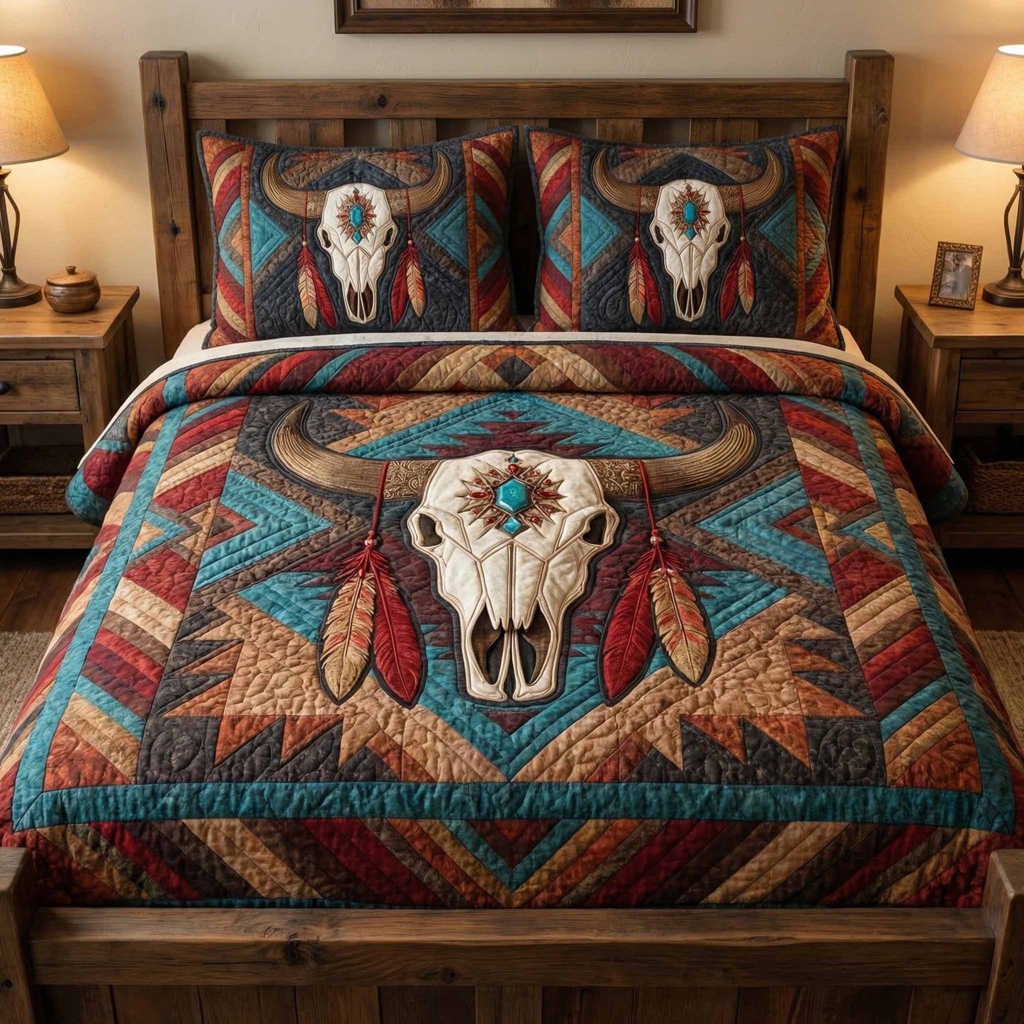 Sunset Longhorn 3-Piece Quilted Bedding Set - Single (59" x 70")