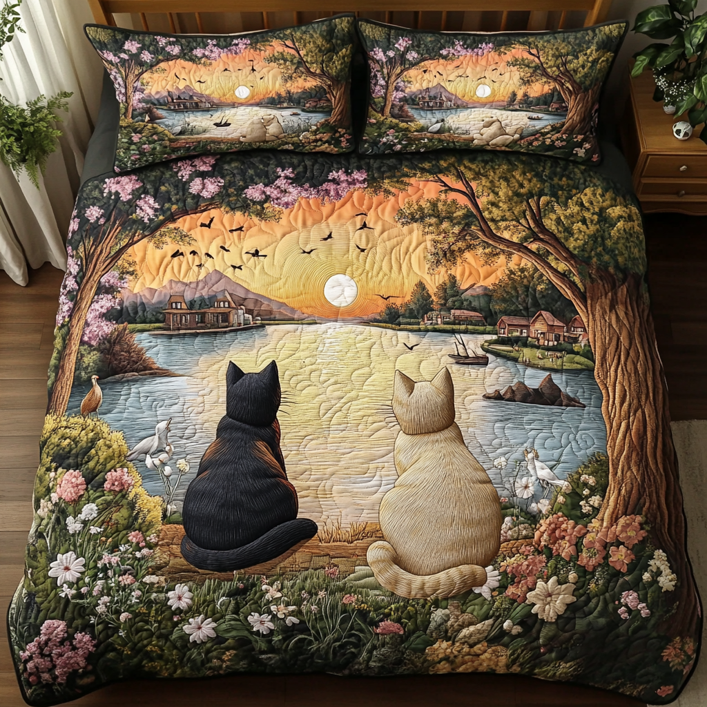 Sunset Pals 3-Piece Quilted Bedding Set - Single (59" x 70")