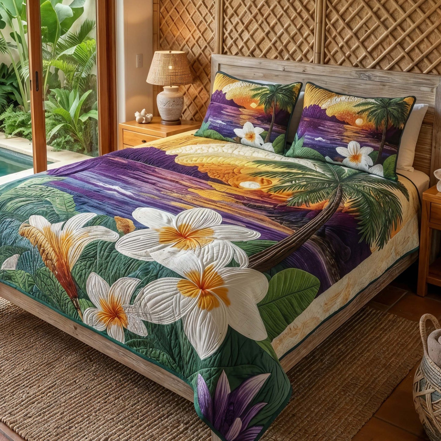Sunset Paradise 3-Piece Quilted Bedding Set - Single (59" x 70")