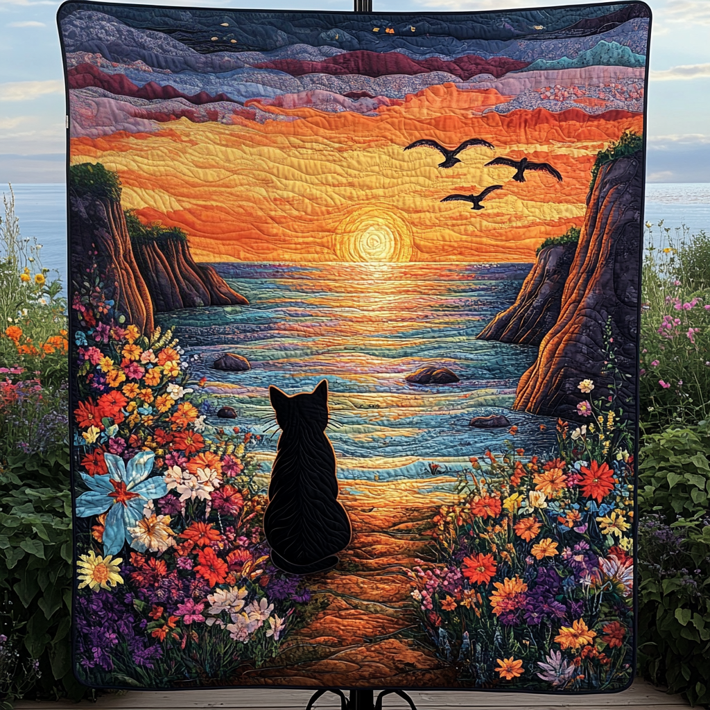 Sunset Paws Quilted Blanket - Throw (55" x 60")