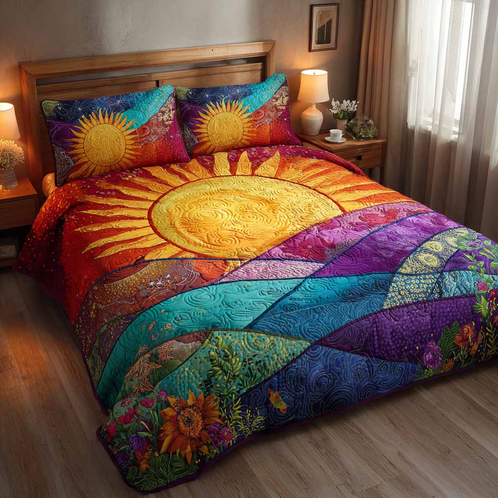 Sunset Prism 3-Piece Quilted Bedding Set - Single (59" x 70")