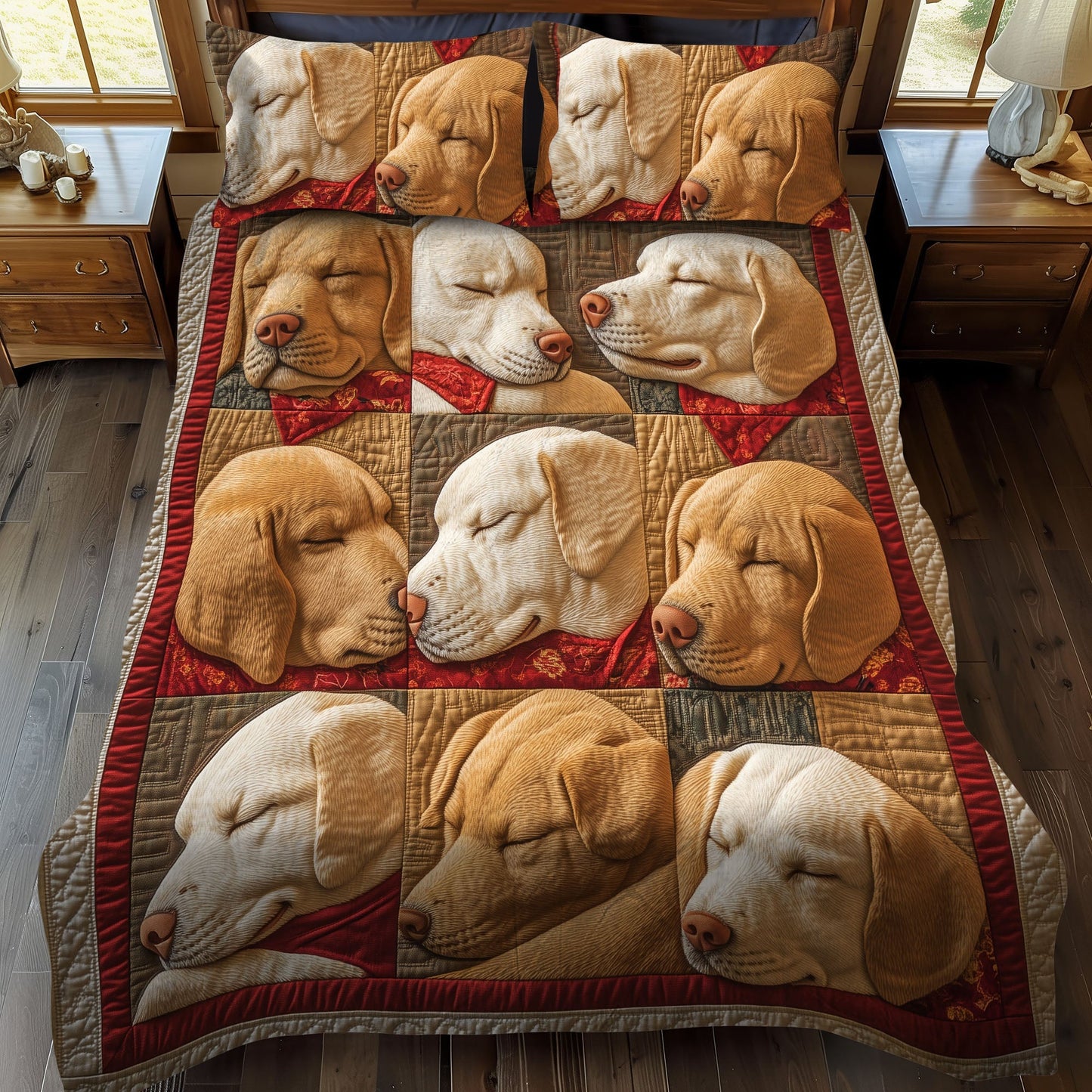 Sunset Retriever 3-Piece Quilted Bedding Set - Single (59" x 70")