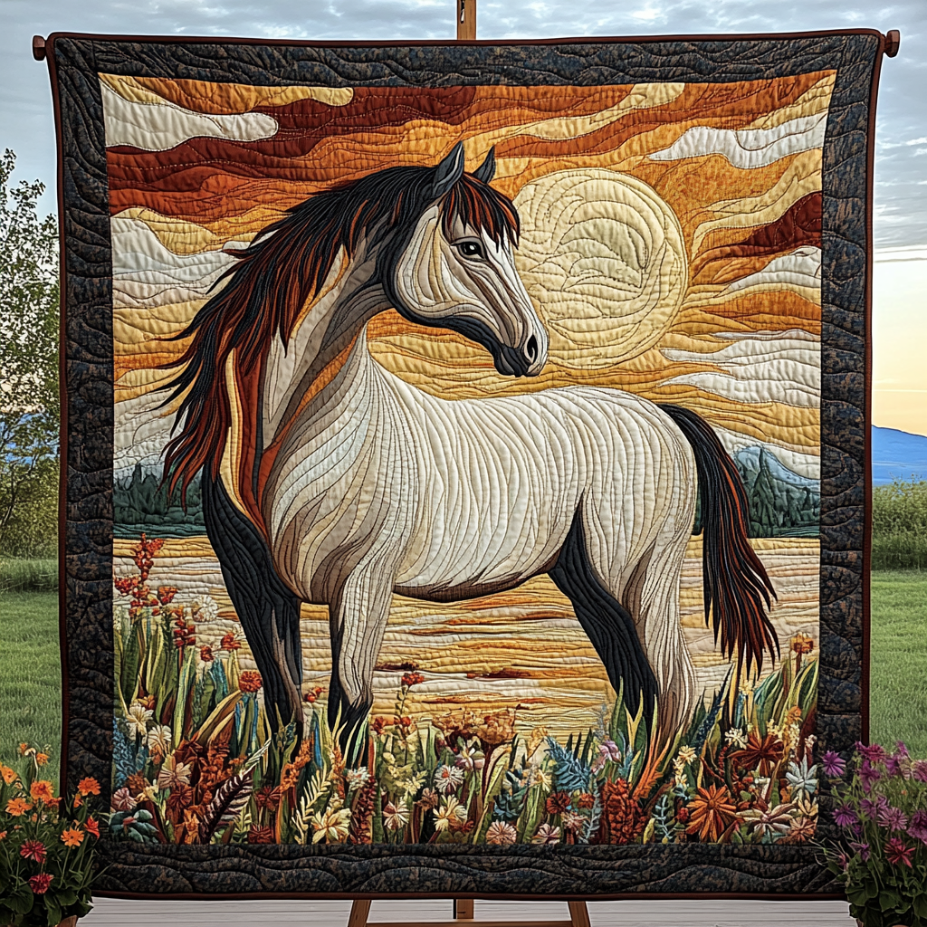 Sunset Rider Quilted Blanket - Throw (55" x 60")