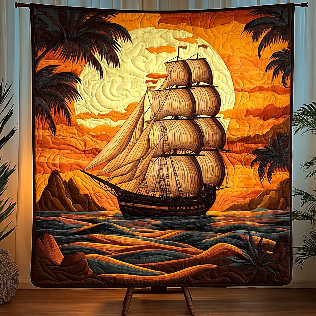 Sunset Sail Quilted Blanket - Throw (55" x 60")