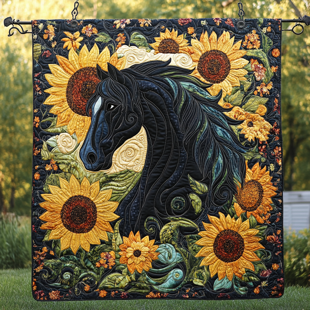 Sunset Stallion Quilted Blanket - Throw (55" x 60")