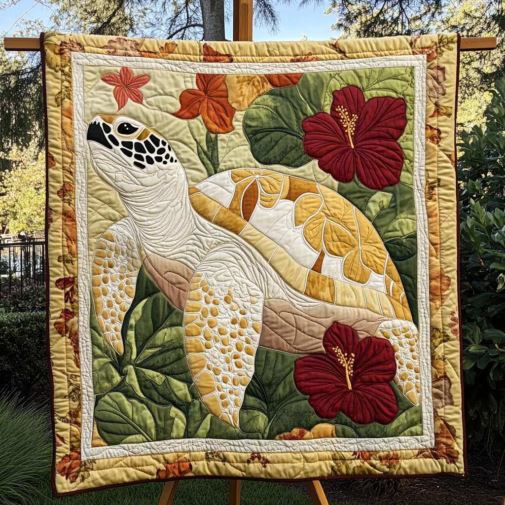 Sunset Turtle Trails Quilted Blanket - Throw (55" x 60")