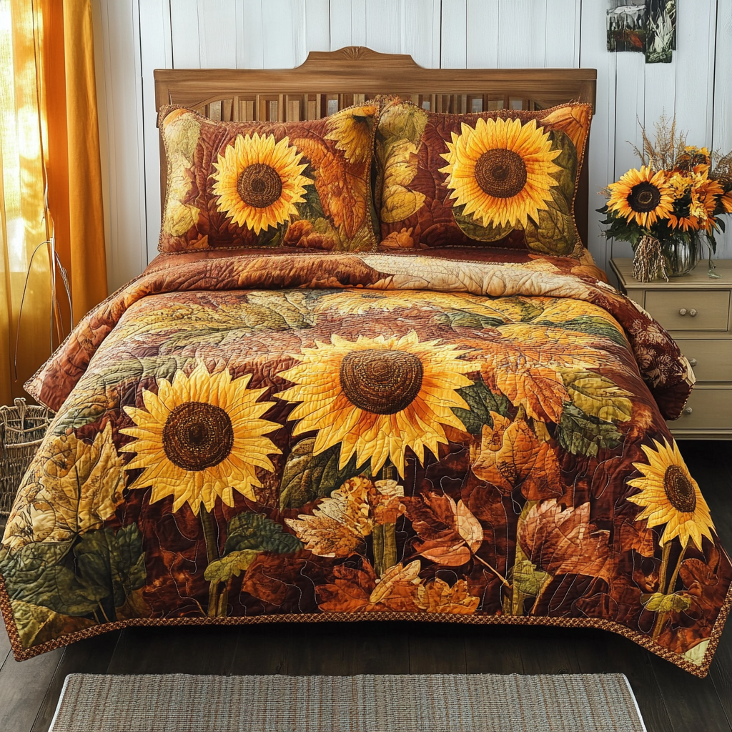 Sunshine Harvest 3-Piece Quilted Bedding Set - Single (59" x 70")