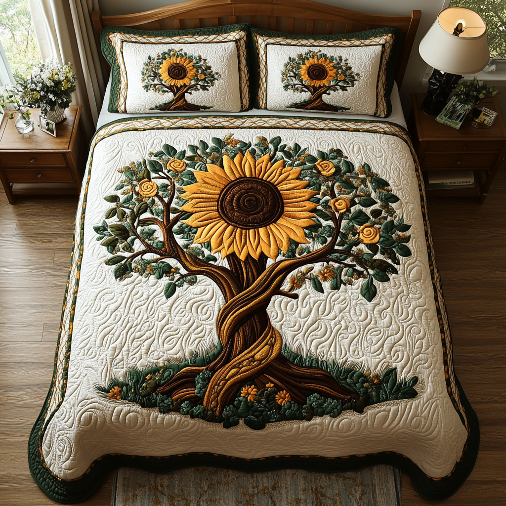 Sunshine Harvest Quilted Bedding Set - Single (59" x 70")